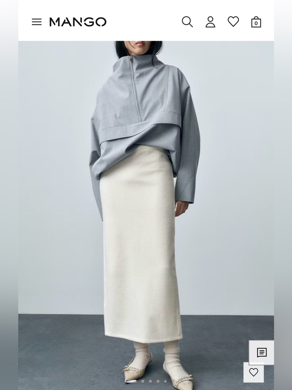 NWT MANGO Cream Wool-Blend Midi Skirt Size Small